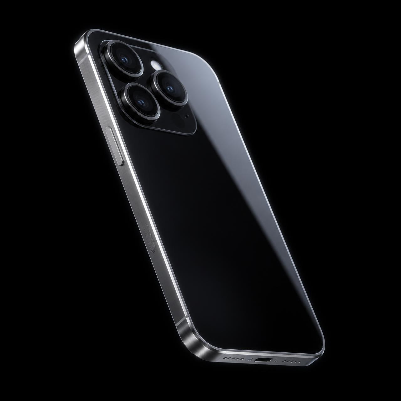 QEVOX smartphone concept with a titanium frame and black glass back
